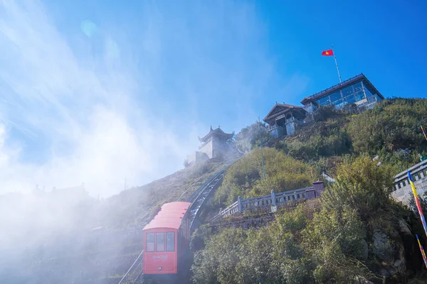 Fansipan Mountain Station Topp Den Högsta Indokina Vackra Ligger Tempel — Stockfoto