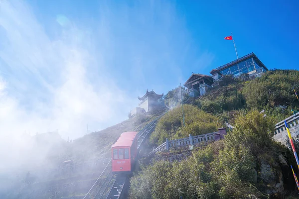 Fansipan Mountain Station Topp Den Högsta Indokina Vackra Ligger Tempel — Stockfoto