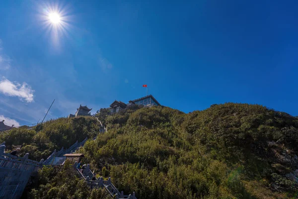 Fansipan Mountain Station Peak Highest Indochina Beautiful Located Temple Famous — Stock Photo, Image