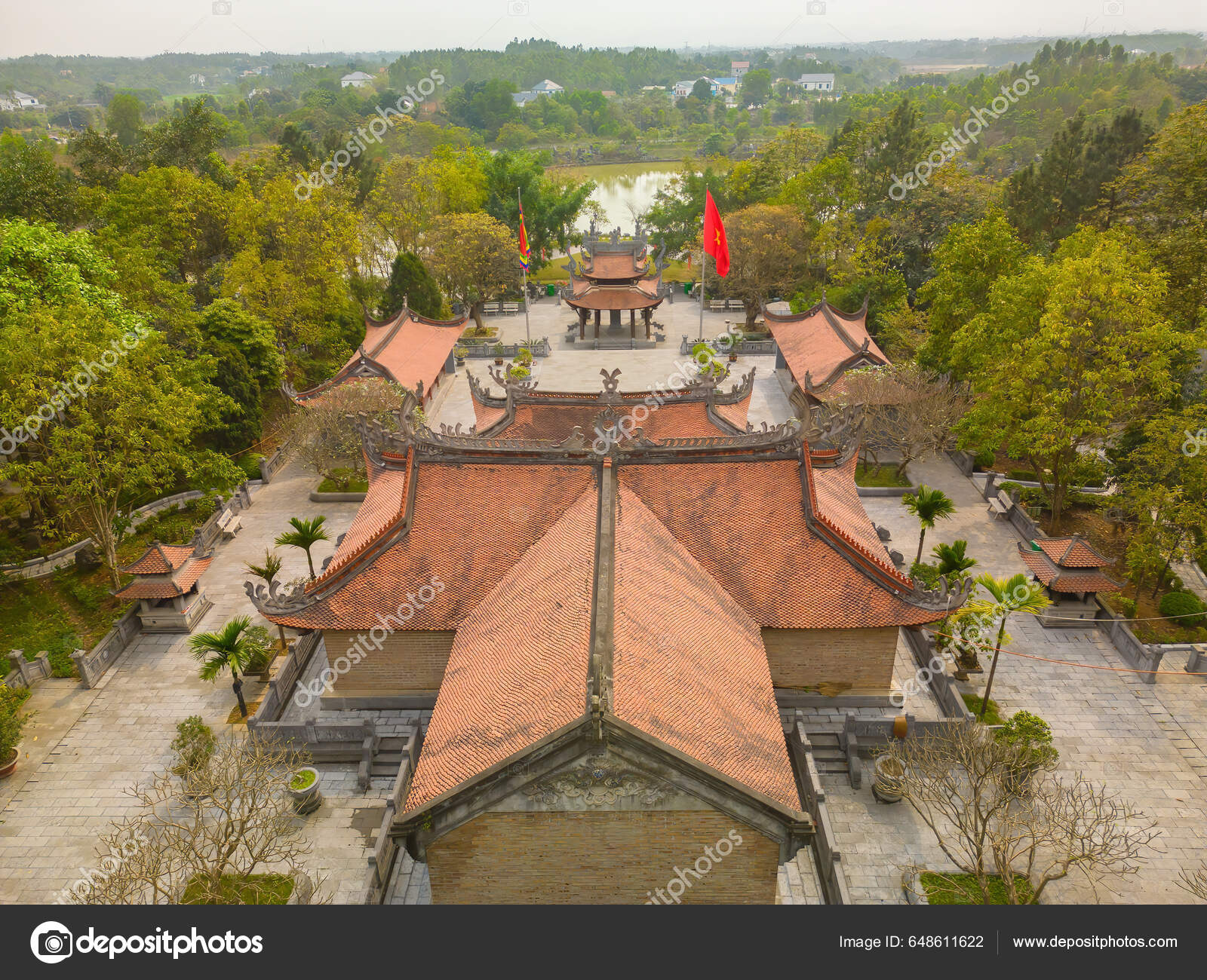Top View Hung King Temple Phu Tho Province Vietnam Lac Stock Photo.