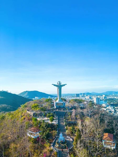 Ovanifrån Vung Tau Med Staty Jesus Kristus Berget Det Populäraste — Stockfoto