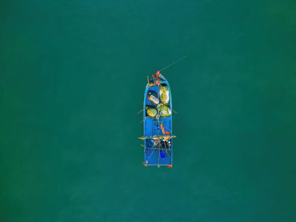Draufsicht Tropical Seascape Mit Einem Boot Sandstrand Schöner Tropischer Strand — Stockfoto