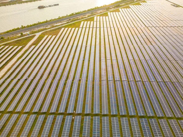 Vista Dall Alto Dei Pannelli Solari Azienda Fonte Alternativa Energia — Foto Stock