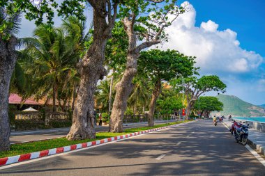 Vietnam 'daki Con Dao adasındaki kıyı şeridi boyunca uzanan ünlü yol. Con Dao Adası Güney Vietnam 'ın en ünlü yerlerinden biridir..