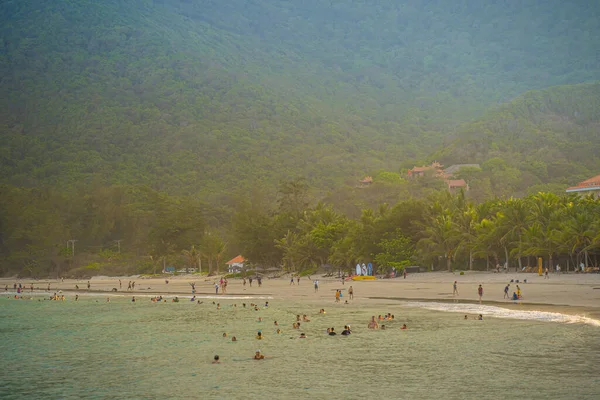 Vista Playa Isla Con Dao Mar Tranquilo Con Cielo Atardecer — Foto de Stock