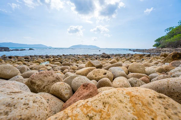 Vista Superior Coloridas Piedras Con Dao Island Vietnam Fondo Guijarros — Foto de Stock