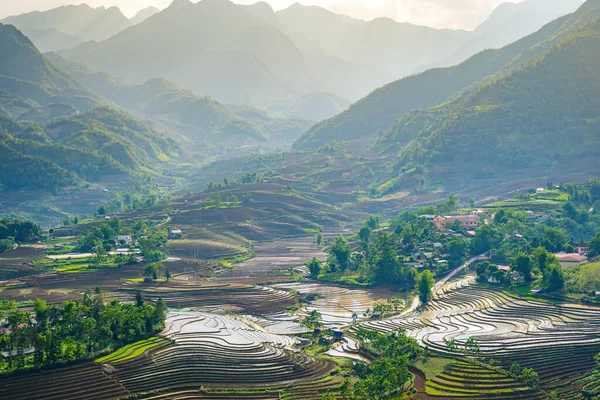 Воздушное Изображение Рисовых Террас Санг Сан Тай Провинция Лао Цай — стоковое фото