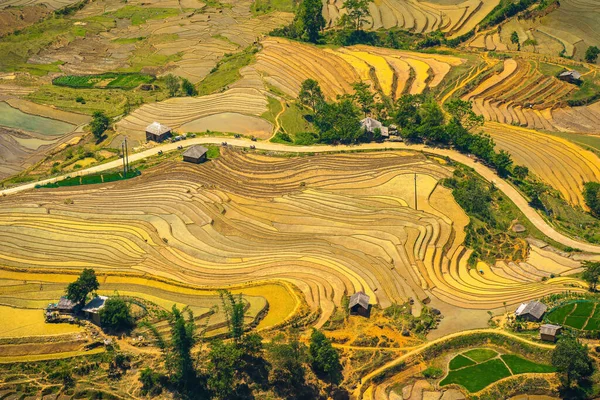 Imagem Aérea Terraços Arroz Vale Thien Sinh Província Lao Cai — Fotografia de Stock
