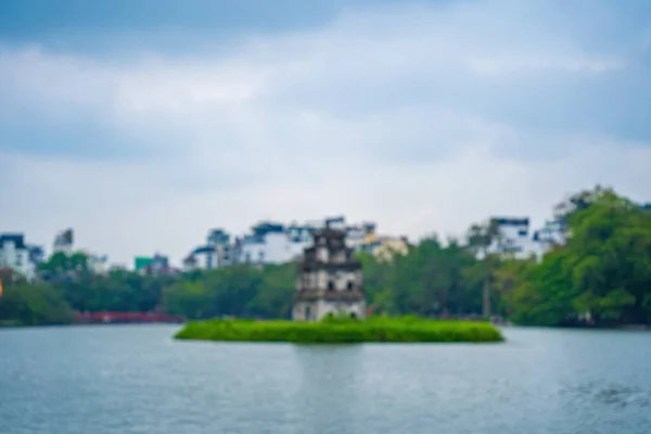 Blurred Background Hoan Kiem Lake Guom Sword Lake Center Hanoi — Stock Photo, Image