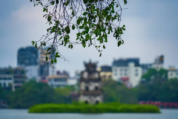 Homályos Háttér Hoan Kiem Lake Guom Vagy Kardtó Központjában Hanoi — Stock Fotó