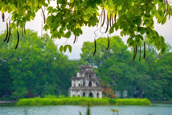 Homályos Háttér Hoan Kiem Lake Guom Vagy Kardtó Központjában Hanoi — Stock Fotó