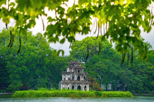 Lago Hoan Kiem Guom Lago Espada Centro Hanoi Con Cielo — Foto de Stock
