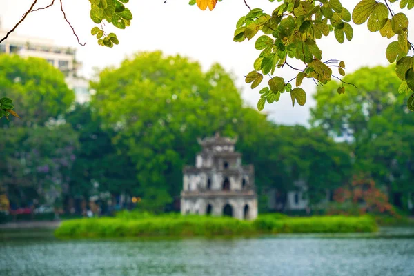 Fondo Borroso Lago Hoan Kiem Guom Lago Espada Centro Hanoi — Foto de Stock