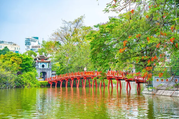 Noi Vietnam Μάιος 2023 Κόκκινη Γέφυρα Γέφυρα Huc Στο Hoan — Φωτογραφία Αρχείου