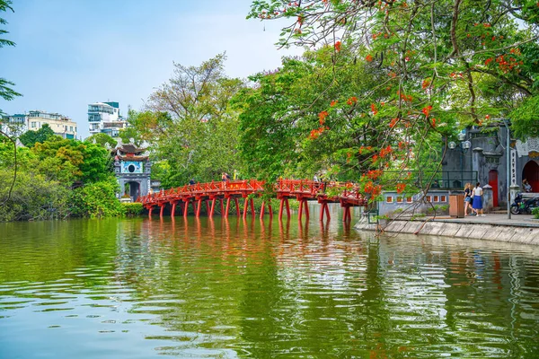 Hnoi Vietnam May 2023 Red Bridge Hoan Kiem Lake Huc — 스톡 사진