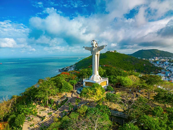 Top View Vung Tau Statue Jesus Christ Mountain Most Popular — 스톡 사진