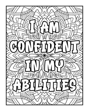 Pozitif Düşünme ve Kendini motive etme için ilham verici bir kelime boyama sayfası. Renk sayfası