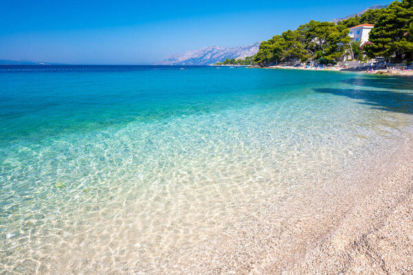 paradise beach in Brela on Makarska Riviera in Dalmatia in Croatia 