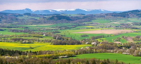 Widok Góry Kaczawskie Województwie Dolnośląskim Polsce Wiosną — Zdjęcie stockowe