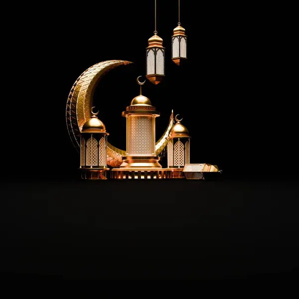 Render Ramadan Background Lantern Islamic Ornaments Social Media Post Template — Stock Photo, Image