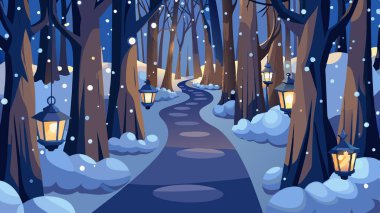 kar, çam ağaçları ile kış manzarası