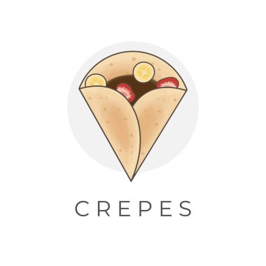 Sweet Crepes Cartoon Vector Illustration Logo