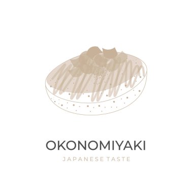 Okonomiyaki Simple Line Art Vector Illustration Logo