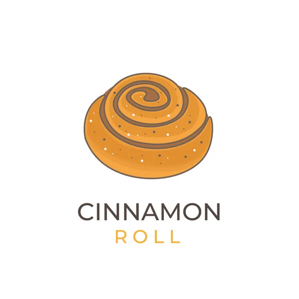 Baked Cinnamon Roll Cartoon Illustration Logo — Stock Vector