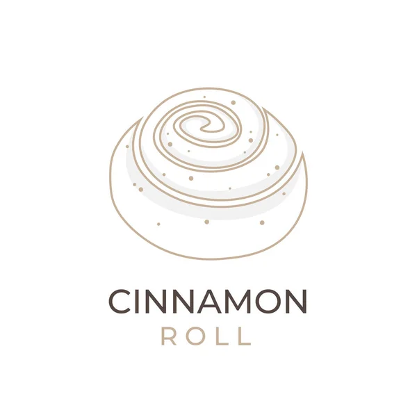 Cinnamon Roll Simple Line Art Vector Illustration Logo — Stock Vector