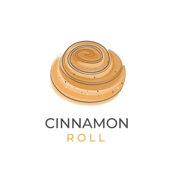Cinnamon Roll Kanelbulle Simple Line Art Vector Illustration Logo — Vettoriale Stock