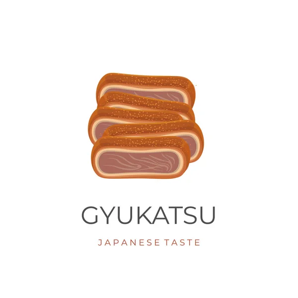 Cut Meat Katsu Gyu Katsu Vector Illustration Logo — Stock Vector