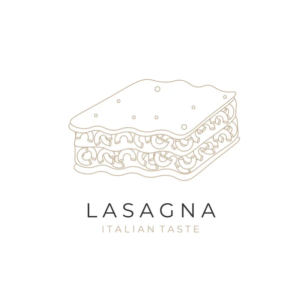 Simple Line Art Macaroni Lasagna Vector Illustration Logo — Stock Vector