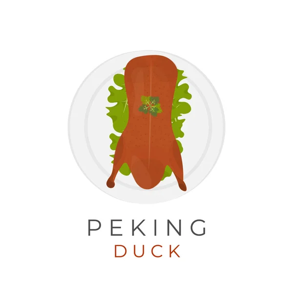 Delicious Chinese Peking Duck Vector Illustration Logo — Stock Vector