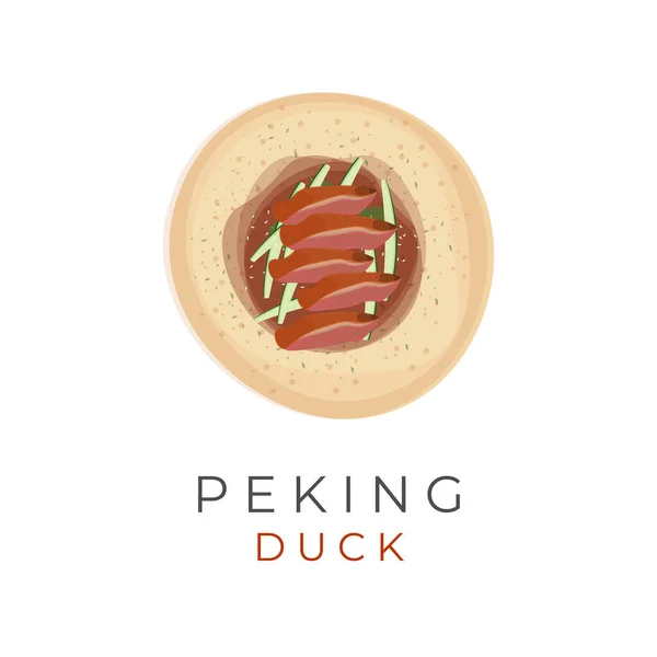 Vector Illustration Logo Peking Duck Eaten Green Pancakes Chinese Pancakes — Stock Vector