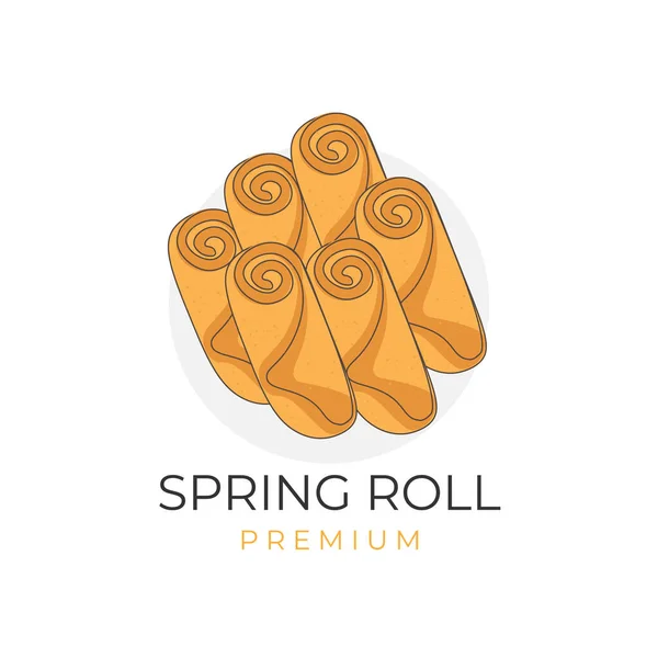 Смажений Весняний Рулон Мультфільм Lumpia Векторна Ілюстрація Логотип — стоковий вектор