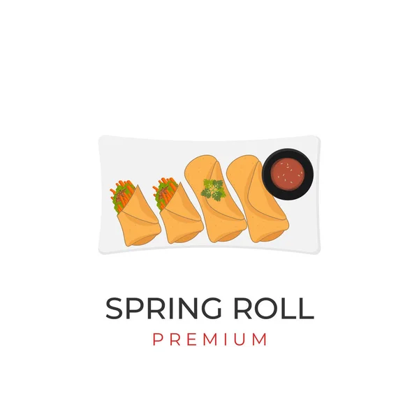 Векторна Ілюстрація Логотип Весняний Рол Лампія Наповнена Овочами Додатковим Смачним — стоковий вектор