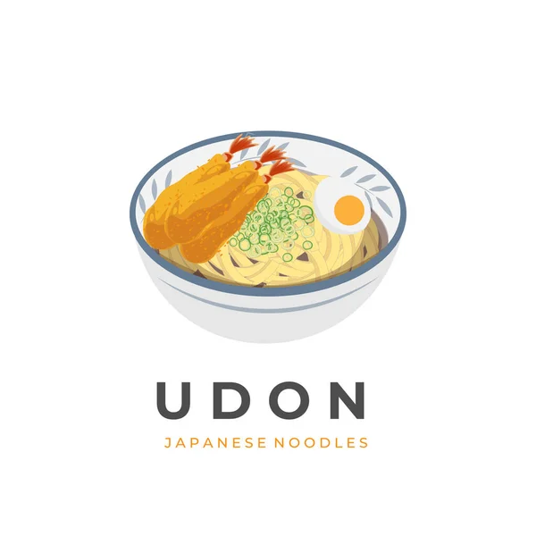 Japanese Udon Noodle Soup Vector Illustration Logo Ready Serve — Stock Vector