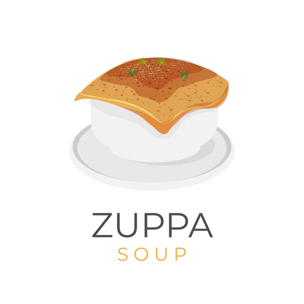 Italian Zuppa Soup Zuppa Toscana Vector Illustration Logo Delicious Baked — Stock Vector