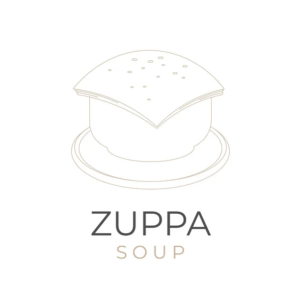Simple Line Art Zuppa Soup Vector Illustration Logo — Stock Vector