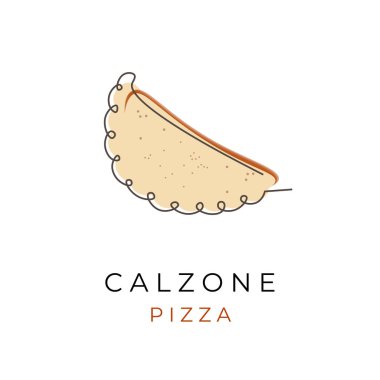 Simple Unique Line Art Pizza Calzone Logo