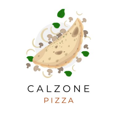 Pizza Calzone Illustration Logo With Fresh Vegetables