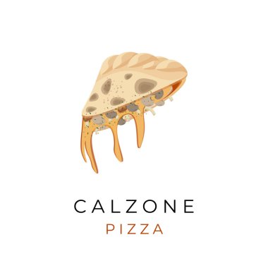 Pizza Calzone Slice Vector Illustration Logo With Melted Cheese