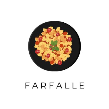Farfalle Pasta Logo Illustration With Tomato Sauce And Fresh Tomatoes