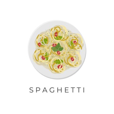 Spaghetti Pasta Illustration Logo With Delicious Pesto Sauce