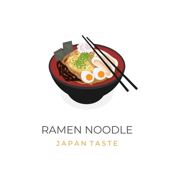 Delicious Japanese Ramen Illustration Logo Complete Toppings — ストックベクタ