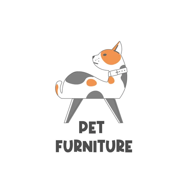 Милі Меблі Домашніх Тварин Ілюстрація Логотип — стоковий вектор