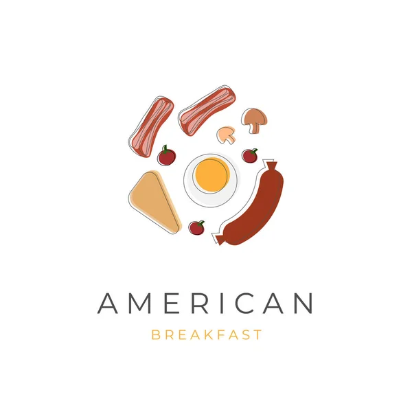 American Breakfast Tecknad Illustration Logotyp — Stock vektor