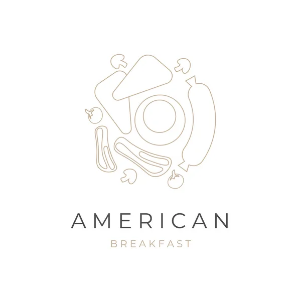 American Breakfast Line Art Logo — стоковий вектор