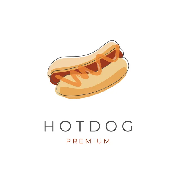 Delicious Hot Dog Line Art Simple Illustration — ストックベクタ