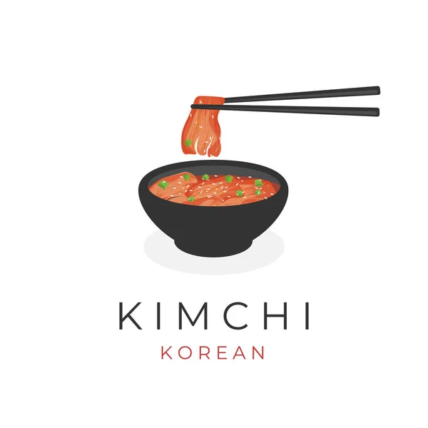 Logo Illustration Korean Food Kimchi Bowl Ready Eat - Stok Vektor